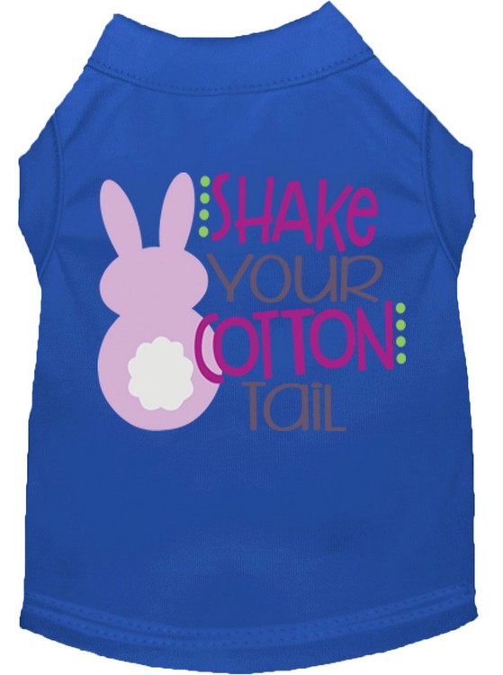 Shake Your Cotton Tail Screen Print Dog Shirt Blue XL